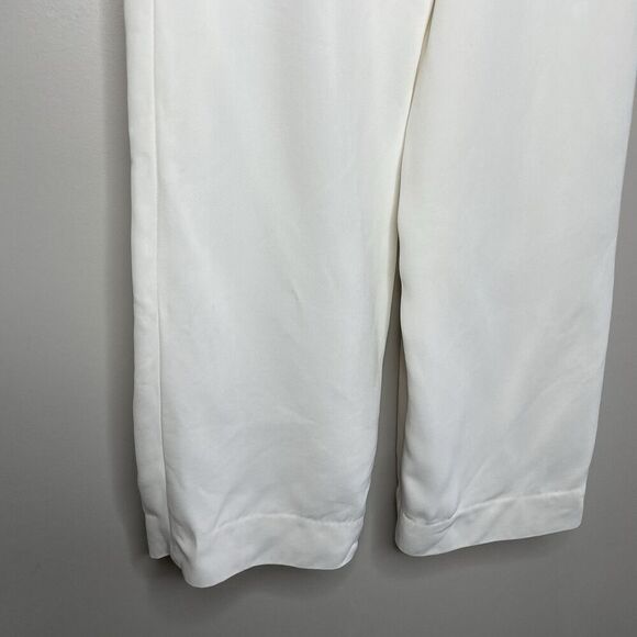 CO Draped Pocket Trousers Women 0 Ivory Pleated Front Straight Leg Pants Viscose - Picture 10 of 13